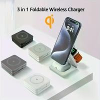 ราคา แท่นชาร์จไร้สายแบบพับได้ 3-in-1 การชาร์จแบบแม่เหล็กอย่างรวดเร็ว เหมาะสำหรับ iPhone 15, 14, 13 Pro, Plus และ Pro Max, ที่ชาร์จแบตเตอรี่แบบพกพา 5W เข้ากันได้กับ I Watch 9, 8, 7, 6 และ 5 (173220137190873