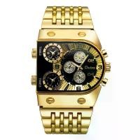 ราคา นาฬิกาผู้ชาย Oulm ดีไซน์ใหม่ เข็มขัดเหล็ก หน้าปัดใหญ่ เรืองแสง สไตล์ลำลอง การเคลื่อนไหวควอทซ์ สีทอง เหมาะสำหรับผู้ชาย หลายโซนเวลา premium watch (1732040983389898393)