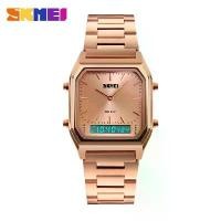 ราคา นาฬิกาผู้ชาย SKMEI 1220 ทันสมัย สายสแตนเลสสีทอง สไตล์ธุรกิจและหรูหรา premium watch (1732106589312288511)