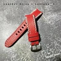 ราคา สายนาฬิกาหนังแท้ ฟอกฝาดอิตาลี สีแดง ด้ายสีขาว ตกแต่งลายฟันปลา Leather Straps / Watch Straps คําแนะนําผลิตภัณฑ์ใหม่ของเดือนนี้ (1731825204764968818)