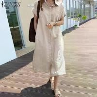 ราคา เดรสผู้หญิง Zanzea ชุดแม็กซี่ลำลอง ผ้าคอตตอน สีพื้น แฟชั่น สำหรับผู้หญิง Clothing Lady Women เสื้อผ้า Dress เบจ กระโปรง zimmermann laurel tiered dress karina white ปาร์ตี้ (1730891762882284049)