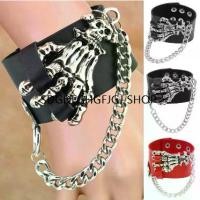 ราคา สร้อยข้อมือ กำไล หนัง Retro Men's Skull Ghost Claw Domineering Exaggerated Punk Non-Mainstream PU Leather Braceleกําไล นากแท้.กําไรนารีขุนแผนมหาเสน่ห์.กําไร นากแท้.สายสินจ์ผูกข้อมือ (17321043604081555
