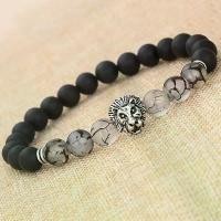 ราคา สร้อยข้อมือแฟชั่นผู้ชาย ขายดี หินลาวาสีดำ พร้อมเสน่ห์ข้อมือลูกปัดสิงโต กำไล (1731655070776002303)