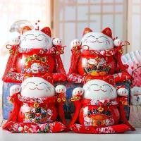ราคา hhjhyj uhshop วัสดุอย่างดี แมวกวักนำโชค 10 นิ้ว กระปุกออมสินแมวกวัก แมวกวักเซรามิก ของตกแต่ง ของขวัญ (1732138494320608509)