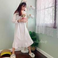 ราคา ผู้หญิง เดรส สีขาว พร้อมส่ง DayDu ชุดนอนสตรี สไตล์เกาหลี เดรส แขนยาว สีขาว ผ้านุ่ม ใส่สบาย ไซส์ใหญ่ M-2XL D59 เสื้อผ้า Clothing Lady Women Dresses Sleepwear เดรสผ้า ลินิน แท้ (1730887109459675436)