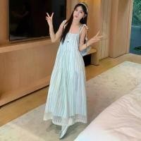 ราคา เดรสสายสปาเก็ตตี้ ลายทาง นุ่ม โรแมนติก แต่งลูกไม้ สไตล์ฝรั่งเศส ทรงหลวม เหมาะสำหรับวันหยุดที่ชายหาด เดรสยาว สำหรับผู้หญิง ชุด ธีมสี ม่วง ไป งานแต่ง ชุดสีฟ้าสาวอวบอ้วน เดรส เข้า รูป (173232065147925508