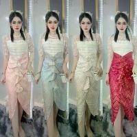 ราคา ชุดเดรสผ้าไทยสุดหรู คอจีบ แต่งกระโปรงหน้านาง ไส่ทำงาน ออกงาน งานบุญ งานบวช งานแต่ง ได้ครบคะ (1731872748294670497)