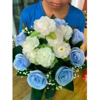 ราคา พานดอกไม้ (พานดอกมะลิสีขาว + ดอกกุหลาบสีฟ้า )14*25 ซม.พานใหญ่ ไหว้ผู้ใหญ่ งานแต่ง พานไหว้ครู พานดอกไม้วันแม่ (1732172796540126457)