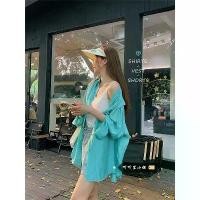 ราคา เสื้อเชิ้ต แขนยาว กันแดด สีเขียวมิ้นต์ สำหรับผู้หญิง สไตล์เกาหลี ชิคๆ ลำลอง คอปกโปโล ทรงหลวม เสื้อยาวปานกลาง สียีนส์ อก 50 สติช mardi mercredi baby tee กราม คอปาด essentials เ (1731833448405435804)