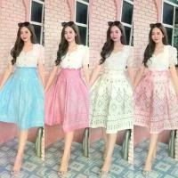 ราคา ชุดเดรสผ้าไทยพิมพ์ลายไทยละมุน งานดีเทลคอหัวใจใส่ออกงานบุญ งานบวช งานแต่ง พิธีการ ได้เลยค่ะสวยๆปังๆมากค่า Women Lady Dress ผ้าลูกไม้ Clothing ผู้หญิง (1731114268244805984)