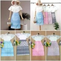 ราคา ชุดเดรสผ้าไทยพิมพ์ลาย งานเสื้อซีทรูลูกไม้สุดหวาน งานบุญ งานแต่ง ผ้าลูกไม้ Women ผู้หญิง Dress (1730889920247466336)
