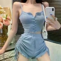 ราคา ชุดลำลองแฟชั่นฤดูร้อน, สำหรับผู้หญิง, เซ็กซี่เปิดกลับสายรัดด้านบนและกางเกงขาสั้นสองชิ้นกางเกงขาสั้น, เอวสูงสายรัด เซ็ต เสื้อ คลุม สาย เดี่ยว เดรส จั๊ม คู่ กับ แฟน ไป ง (1731965179915307186)