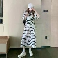 ราคา เดรส สไตล์เกาหลี แขนสั้น รัดรูป เอว กระชับสัดส่วน ซ่อนหน้าท้อง พลัสไซส์ ผู้หญิง ลายทาง เดรสยาว เหนือเข่า เดรสเข็มขัดเสื้อยืด ฤดูร้อน สีชมพู ไป งานแต่ง ผ้า ไทย ใส่ สนุก เดรส รัด รูป (173121164657718235
