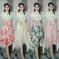 ราคา ชุดเดรสผ้าไทยแต่งลูกไม้เนื้อนิ่มสวยหวาน ไส่ทำงาน งานบุญ งานบวช งานแต่ง ได้ครบค่า Women Lady (1731595986934858913)
