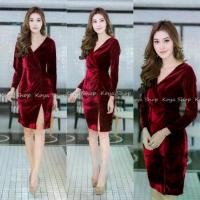 ราคา เดรสกำมะหยี่ ออกงาน คอวี แขนยาว ทรงสวย ดูหรู ใส่ไปงานเลี้ยง งานแต่ง ชุดราตรี เดรสออกงานกลางคืน Lady Clothing Women ผู้หญิง เสื้อผ้า (1730986667770480867)