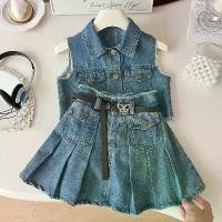 ราคา ชุดสูทเดนิมเด็กผู้หญิง แฟชั่นเกาหลี เสื้อแขนกุดเด็ก เสื้อกั๊กเป็นฝอย กระโปรงพลีท ชุดสองชิ้น เสื้อ กล้าม เด็ก ถุงเท้า ลูกเสือ ผู้ หญิง กางเกง นัก เรียน ตราสมอ (1731543133508306259)