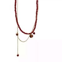 ราคา ครีมหัวใจทับทิม Runliang ปีใหม่ สร้อยคอลูกปัดอเนกประสงค์ สำหรับผู้หญิง พร้อมลูกปัดกลมสีแดง (1731708283302808389)