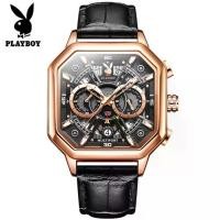 ราคา PLAYBOY นาฬิกาผู้ชาย ของแท้ หน้าปัดสี่เหลี่ยม มัลติฟังก์ชั่น สายหนังแท้ เทรนด์แฟชั่น หล่อ ระดับไฮเอนด์ กันน้ำ ผู้ชาย (1732074796557634328)
