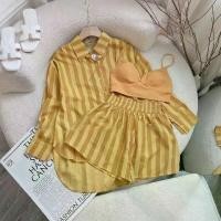 ราคา เสื้อเชิ้ตลายทาง เซ็ต 2 ชิ้น สำหรับผู้หญิง ทรงหลวมและโอเวอร์ไซส์ แฟชั่นใหม่ ปี 2025 กางเกง วาสนา แต่ง นักแข่ง ชุด ฟิตเนส (1731399492083549735)