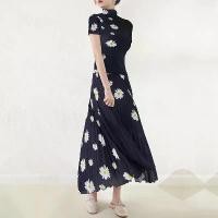 ราคา ชุดกระโปรงพิมพ์ลาย, แฟชั่น Sanzhai, ประดับดอกเดซี่สีดำ, คอเต่า, เสื้อแขนสั้น, ชุดเดรสยาวปานกลางจีบ, เหมาะสำหรับผู้หญิง หอวัง เซต สงกรานต์ คน อ้วน ไซส์ ใหญ่ (1732263647264672002)