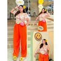 ราคา ชุดเซตเสื้อลายดอกสีส้มกางเกงขายาวตีเกล็ดหน้าสีส้ม#สาวอวบ#สงกรานต์ คําแนะนําผลิตภัณฑ์ใหม่ของเดือนนี้ (1732199818346464641)