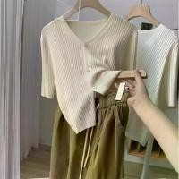 ราคา เสื้อยืดแขนสั้น ผ้าไหมน้ำแข็ง คอวี สำหรับใส่หน้าร้อนของผู้หญิง บาง ดีไซน์สวยเฉพาะ คาร์ดิแกนถักสั้น เก๋ไก๋ ใหม่ 2025 เสื้อ ผงชูรส เสื้อ ฮาวาย ลายปลาคราฟ เสื้อ ลาย มารีเมกโกะ (1732300684966857701)