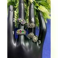 ราคา [เจ๊ปุ้ยเครื่องเงิน]แหวนตัวเรือนเงินแท้ 92.5%พลอยนพเก้าแม่กาไซด์ สร้อย แฟชั่น (1731761677258622253)