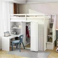 ราคา เตียงลอฟท์ ไซส์เต็ม มาร์ไกล์ โครงเตียงลอฟท์ไม้ พร้อมตู้เสื้อผ้า โต๊ะทำงาน และชั้นวางของ สีขาว (1731642768672917268)