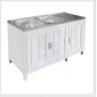 ราคา ADVANCED ตู้พร้อมซิงค์ล้างจานสเตนเลส 2 หลุมมีที่พัก 120x50x80 ซม. C2S-5012 MB สีขาว (1729713737556134770)