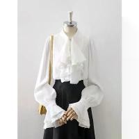 ราคา เสื้อเชิ้ตผ้าซาตินสไตล์วินเทจ คอร์ท วัสดุผ้าซาติน สีขาว คอตั้งขนาดเล็ก สำหรับผู้หญิง ดีไซน์เก๋ไก๋ แขนกระดิ่ง เสื้อไม่ซ้ำใคร เหมาะสำหรับฤดูใบไม้ผลิและฤดูร้อน (1731257820527036040)