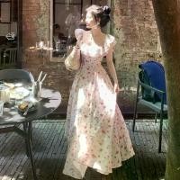 ราคา ชุดเดรส Bellflower ลายดอกไม้ฝรั่งเศส เปิดไหล่ สีชมพู สำหรับผู้หญิง หน้าร้อน มาใหม่ แขนระบาย เดรสยาว (1731835253221656235)