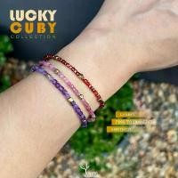 ราคา สร้อยข้อมือหิน " โกเมน " อเมทิสต์ " ทัวร์มาลีน สีชมพู " แท้ 100% ทรงลูกบาศก์ ขนาด 2-3mm กำไลหินนำโชค หินมงคล (1732137705946777159)