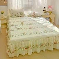 ราคา ชุดเครื่องนอนผ้าฝ้าย ชิ้นเดียว รัดรูป กันลื่น กันฝุ่น มีกระโปรง สีชมพู สีม่วงพาสเทล ชุดผ้าปูที่นอน 100% (1731124229840669322)