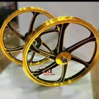 ราคา ล้อแม็ก เวฟ110i W110i ,W125iปลาวาฬ, 6ก้าน ทูโทน 1.40x17 หน้าดิสหลังดั้ม แถมลูกปืน+บูชกลางล้อ ขายเป็นคู่ - สีทอง (1730628786294393504)