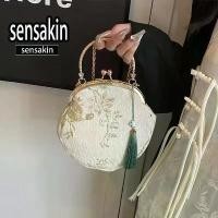 ราคา กระเป๋าสะพายไหล่ปักลายดอกไม้, SENSAKIN, สไตล์จีนอายุกาลายู, กระเป๋าสะพายข้าง, Hanfu ย้อนยุค, ปากปัก, สีทอง (1731867202081621240)