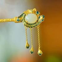 ราคา กิ๊บติดผมหยกเหอเทียน ดีไซน์ฟีนิกซ์นิโรธ สีทอง กิ๊บติดผมพู่ กิ๊บติดผมสไตล์โบราณ กิ๊บติดผม Hanfu สำหรับผู้หญิง เรียบหรูสุดๆ กิ๊บติดผมชุบทอง (1732118840924341765)