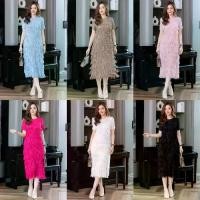 ราคา เดรสหลีกอัดพลีท Premium Maxi Pleated สีน้ำเงิน - Dress (1730754741099071850)