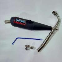 ราคา TURBO ท่อผ่า ท่อย่อ ผ่าดัง ทรงเชง WAVE110i 2021-2023 LED คอลายสปริง + เหล็กยึดท่อZERN สีน้ำเงิน LILLIZ (1732179397173740578)