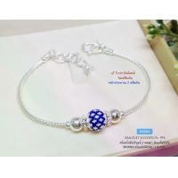 ราคา สร้อยข้อมือเงินแท้สุโขทัย ลายเปีย ร้อยเม็ดปะคำลงยา สีน้ำเงิน ลายดอกพิกุล ร้อยดอกไม้น่ารักๆ หนัก 3 สลึงตัน(งานสุโขทัย-งานช่างทอง) (1729606918355651129)