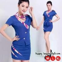 ราคา ชุดพนักงานส่งไวจากไทยชุดแอร์ ชุดยูนิฟอร์ม ชุดพนักงาน รุ่นขลิบลายเฉลียง - สีน้ำเงิน (1730277381536254893)