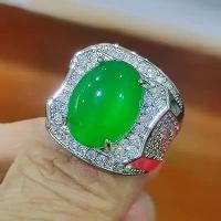 ราคา แหวนหยกสำหรับผู้ชายหยาง หิน Chalcedony สีเขียว ขนาดใหญ่ แหวนหยกอ้อยสีเขียว ฝังเงิน เครื่องประดับหยก เครื่องประดับผู้ชายและมีสไตล์ (1732066226325783839)