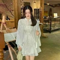 ราคา ชุดเสื้อคลุมและกระโปรงทรงเอ ปักเลื่อม สีเงิน ฤดูใบไม้ผลิ สไตล์สตรีทแวร์ [Nanyang Noblewoman] (1732070577975625111)