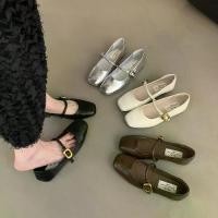 ราคา รองเท้าสายรัดข้อเท้า อเนกประสงค์ สำหรับผู้หญิง สีเงิน สไตล์วินเทจฝรั่งเศสฤดูร้อน รองเท้าแมรี่เจน รองเท้าส้นแบน ทำจากหนัง (1731349705485224658)