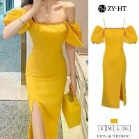 ราคา เดรสสไตล์เวียดนาม, ชุดสตรี, สีเหลือง, ชุดเดรสไหล่, ชุดเดรสกระสวย, ชุดเดรสแขนพอง, เหมาะสำหรับทำงาน, ชุดเดรส Hiso, ชุดแต่งงาน, ชุดเดรสเซ็กซี่, ชุดฝรั่งเศส, 20528 (1730488864120997971)