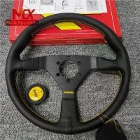 ราคา พวงมาลัยสปอร์ตดริฟท์หนังแท้ MOMO อิตาลี 14 นิ้ว/350 มม. สีดำ พร้อมปุ่มแตร MOMO สีเหลือง (1732045835394124404)