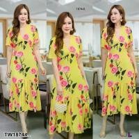 ราคา The Perfect Ladies ชุดเดรส DRESS #สาวอวบ เดรสยาวแต่งระบาย พิมพ์ลายดอกไม้ .. สีเหลือง (1729657988774988226)