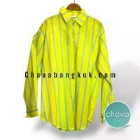 ราคา Chavabangkok เสื้อ Shirt คอปก (สีเหลือง) ลายทางสีเทา (1731685861192009258)