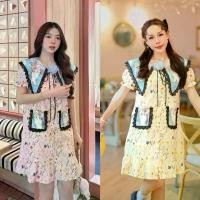 ราคา (ชอบใส่อกพอดีลด 2 ไซส์) เดรสสั้น คอปก ลานแมว สีชมพู สีเหลือง งานป้าย si-am ขายดีประจำเดือนนี้ (1731948011854464743)