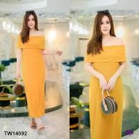 ราคา The Perfect Ladies เดรสปาดไหล่ #สาวอวบ ไหล่พับทบชั้น สีเหลือง (1729550638762985922)