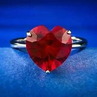 ราคา แหวนรูปหัวใจ 4 กะรัต สีแดง เพชร คาร์บอนสูง 10x10mm เงิน S925 แหวน พลอย ครึ่ง สลึง เครือเขาหลง (1731888595224200930)